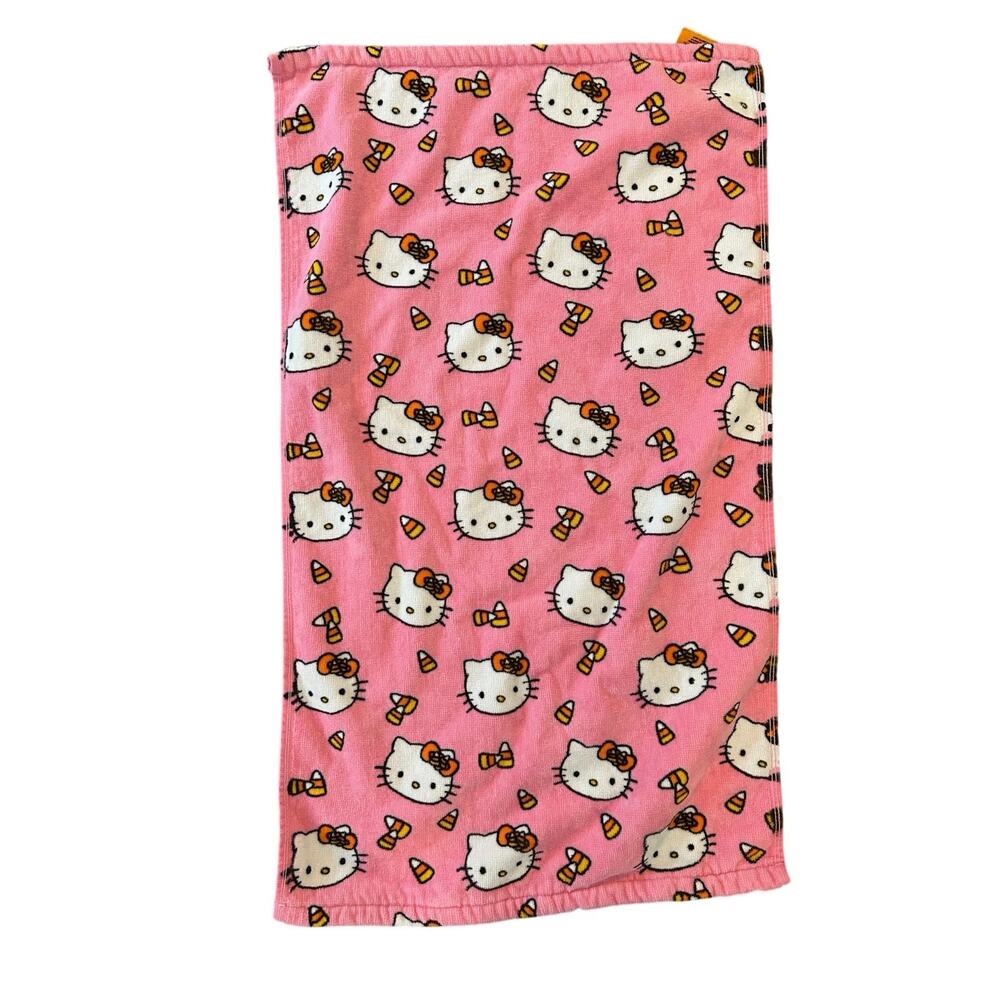 Hello Kitty Pink Halloween Hand Towel Candy Corn